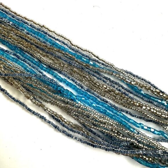Neroleone blue and silver beaded multi strand necklace - Picture 10 of 11